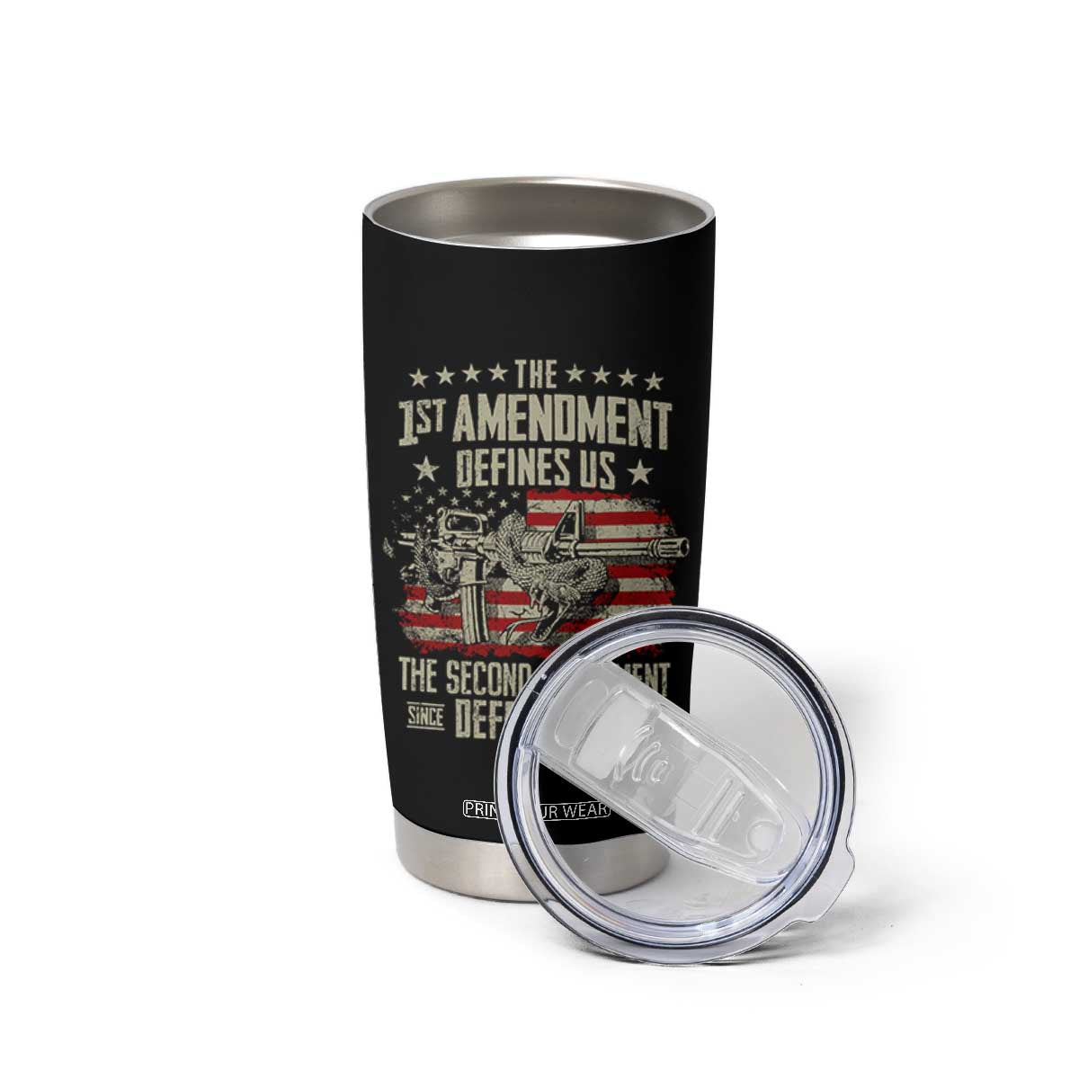 The 1st Amendment Defines Us The Second Defends Us Since 1791 Tumbler Cup Vintage American Flag TS11 Print Your Wear