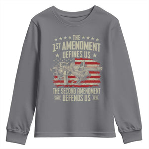 The 1st Amendment Defines Us The Second Defends Us Since 1791 Youth Sweatshirt Vintage American Flag TS11 Charcoal Print Your Wear