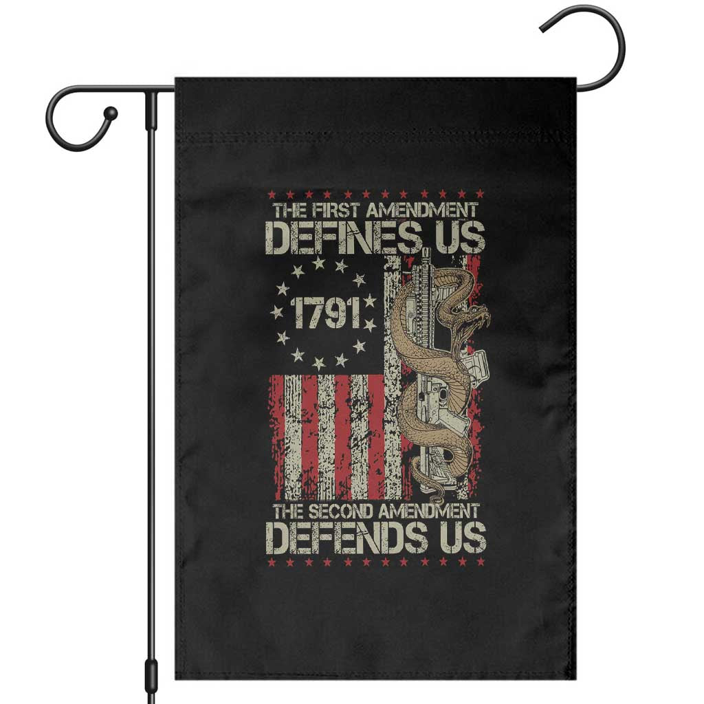 The First Amendment Defines Us The Second Defend Us Garden Flag Vintage American Flag TS11 Black Print Your Wear