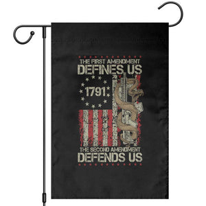 The First Amendment Defines Us The Second Defend Us Garden Flag Vintage American Flag TS11 Black Print Your Wear