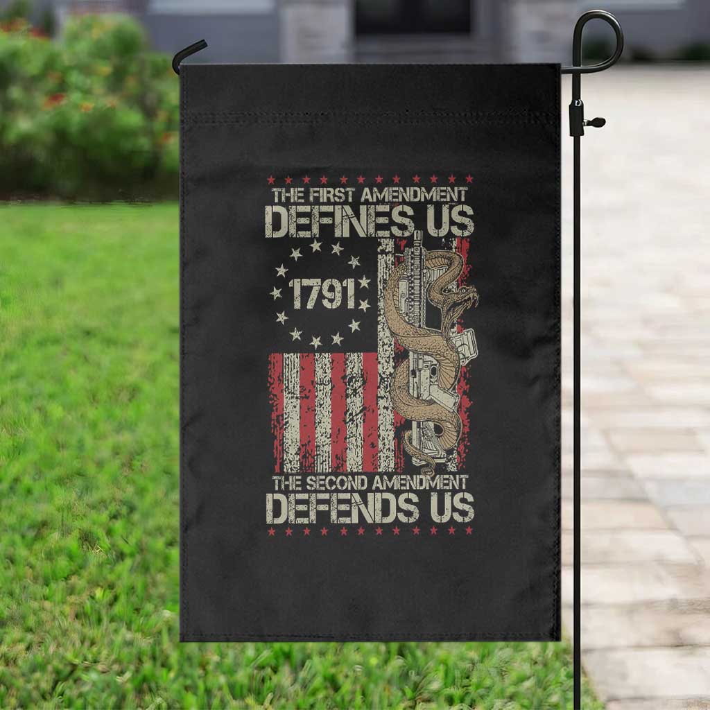 The First Amendment Defines Us The Second Defend Us Garden Flag Vintage American Flag TS11 Print Your Wear