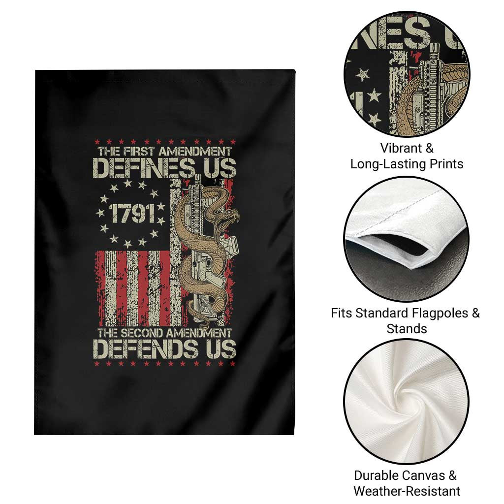 The First Amendment Defines Us The Second Defend Us Garden Flag Vintage American Flag TS11 Print Your Wear