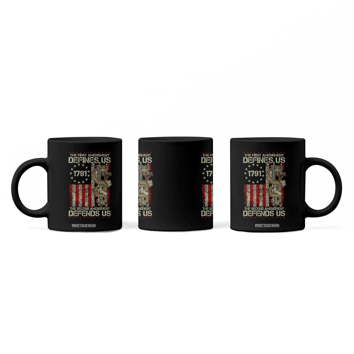 The First Amendment Defines Us The Second Defend Us Coffee Mug Vintage American Flag TS11 Print Your Wear