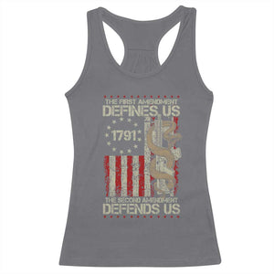 The First Amendment Defines Us The Second Defend Us Racerback Tank Top Vintage American Flag TS11 Charcoal Print Your Wear