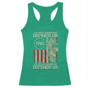 The First Amendment Defines Us The Second Defend Us Racerback Tank Top Vintage American Flag TS11 Irish Green Print Your Wear