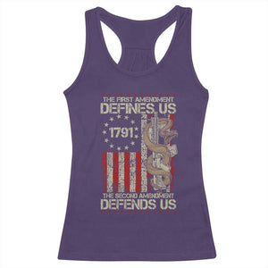 The First Amendment Defines Us The Second Defend Us Racerback Tank Top Vintage American Flag TS11 Purple Print Your Wear