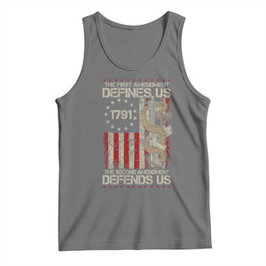 The First Amendment Defines Us The Second Defend Us Tank Top Vintage American Flag TS11 Black Heather Print Your Wear