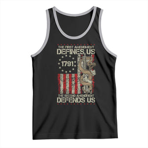 The First Amendment Defines Us The Second Defend Us Tank Top Vintage American Flag TS11 Black Athletic Heather Print Your Wear