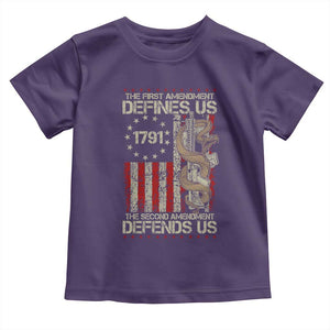 The First Amendment Defines Us The Second Defend Us Toddler T Shirt Vintage American Flag TS11 Purple Print Your Wear