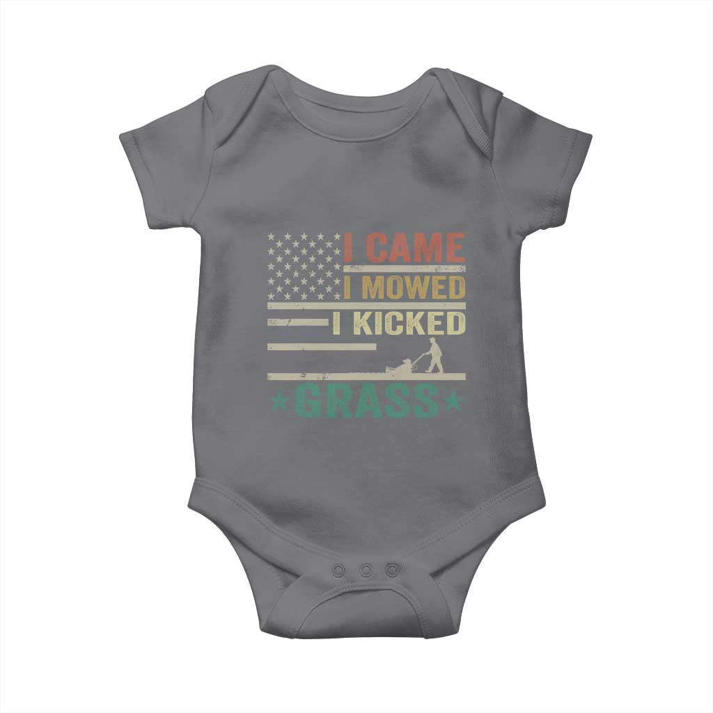 Funny I Came I Mowed I Kicked Grass Baby Onesie Lawn Mowing Gardener TS11 Charcoal Print Your Wear