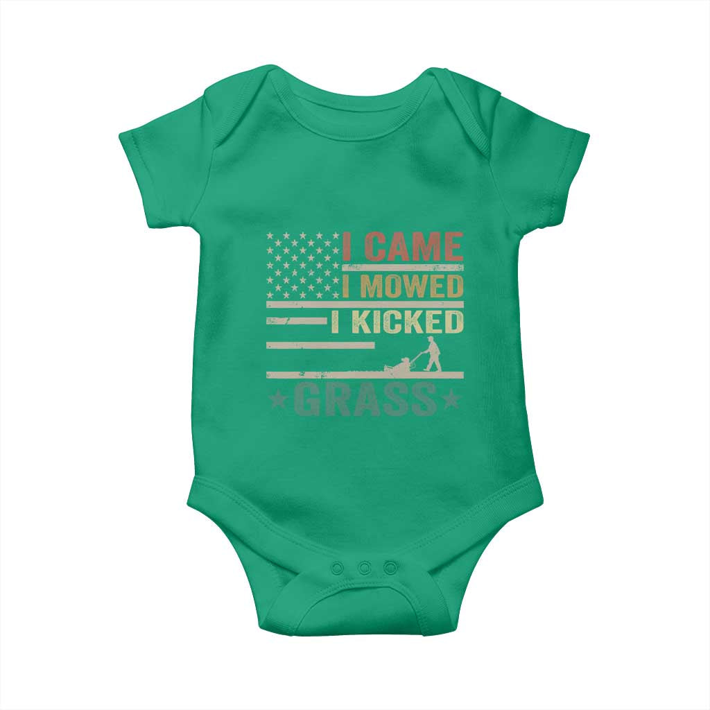 Funny I Came I Mowed I Kicked Grass Baby Onesie Lawn Mowing Gardener TS11 Irish Green Print Your Wear