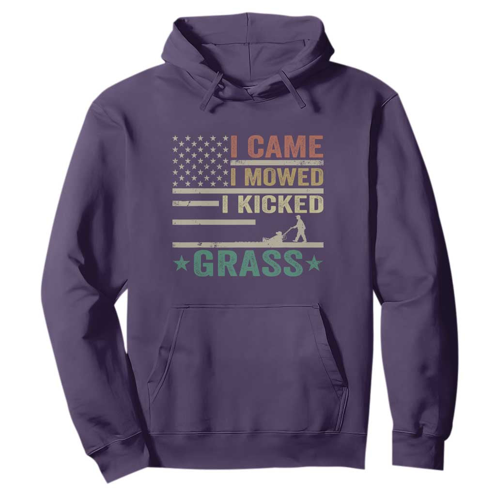 Funny I Came I Mowed I Kicked Grass Hoodie Lawn Mowing Gardener TS11 Purple Print Your Wear