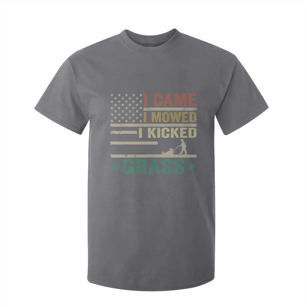 Funny I Came I Mowed I Kicked Grass T Shirt For Kid Lawn Mowing Gardener TS11 Charcoal Print Your Wear