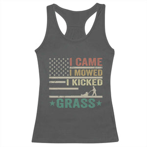 Funny I Came I Mowed I Kicked Grass Racerback Tank Top Lawn Mowing Gardener TS11 Dark Heather Print Your Wear