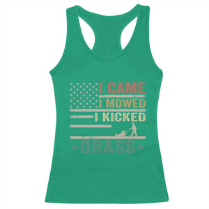 Funny I Came I Mowed I Kicked Grass Racerback Tank Top Lawn Mowing Gardener TS11 Irish Green Print Your Wear