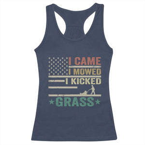 Funny I Came I Mowed I Kicked Grass Racerback Tank Top Lawn Mowing Gardener TS11 Navy Print Your Wear