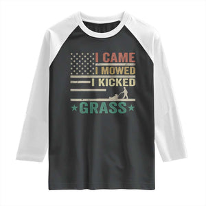 Funny I Came I Mowed I Kicked Grass Raglan Shirt Lawn Mowing Gardener TS11 Black White Print Your Wear