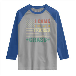 Funny I Came I Mowed I Kicked Grass Raglan Shirt Lawn Mowing Gardener TS11 Sport Gray Royal Print Your Wear