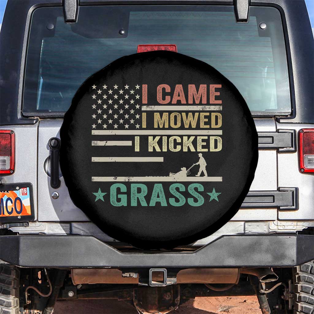 Funny I Came I Mowed I Kicked Grass Spare Tire Cover Lawn Mowing Gardener TS11 No hole Black Print Your Wear