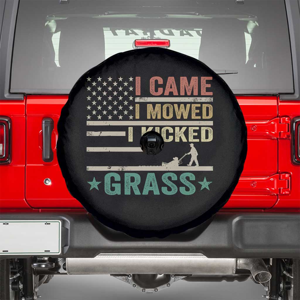 Funny I Came I Mowed I Kicked Grass Spare Tire Cover Lawn Mowing Gardener TS11 Black Print Your Wear