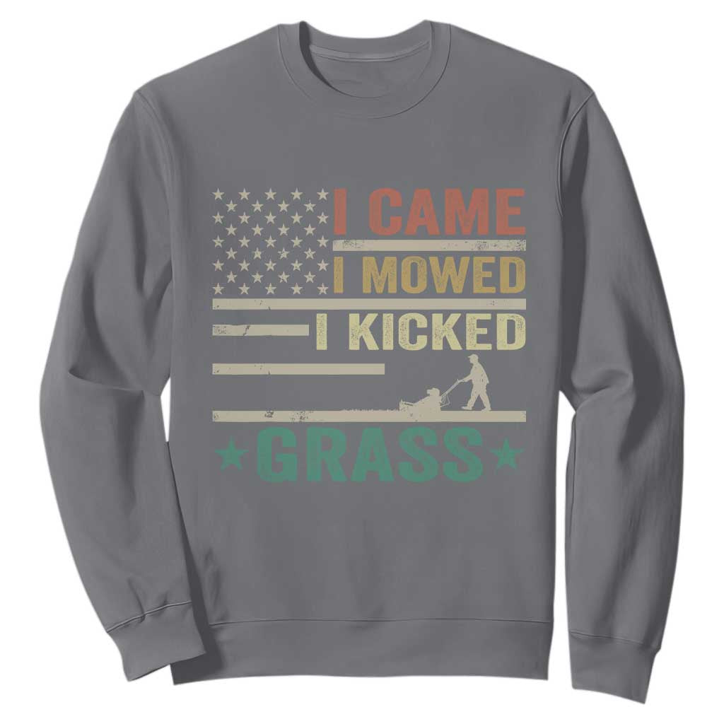Funny I Came I Mowed I Kicked Grass Sweatshirt Lawn Mowing Gardener TS11 Charcoal Print Your Wear