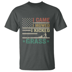 Funny I Came I Mowed I Kicked Grass T Shirt Lawn Mowing Gardener TS11 Dark Heather Print Your Wear