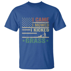 Funny I Came I Mowed I Kicked Grass T Shirt Lawn Mowing Gardener TS11 Royal Blue Print Your Wear