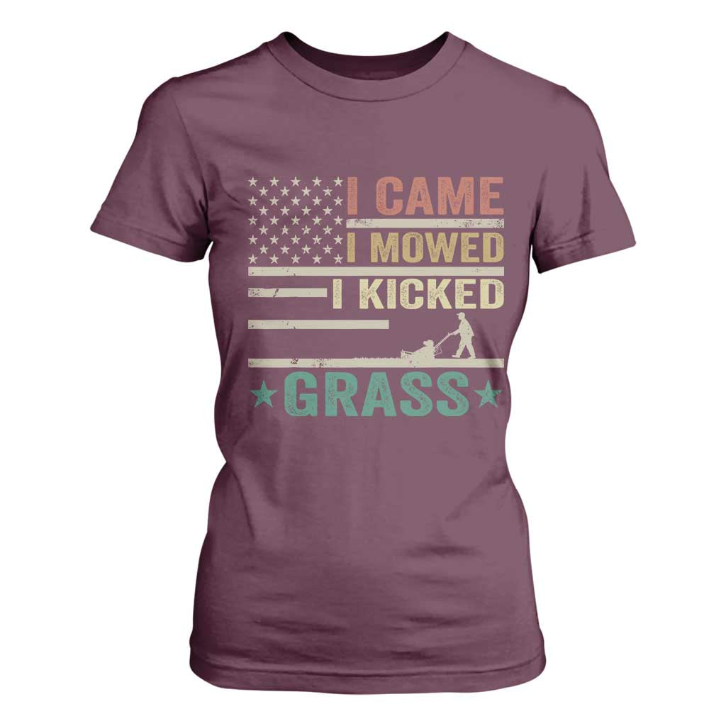 Funny I Came I Mowed I Kicked Grass T Shirt For Women Lawn Mowing Gardener TS11 Maroon Print Your Wear