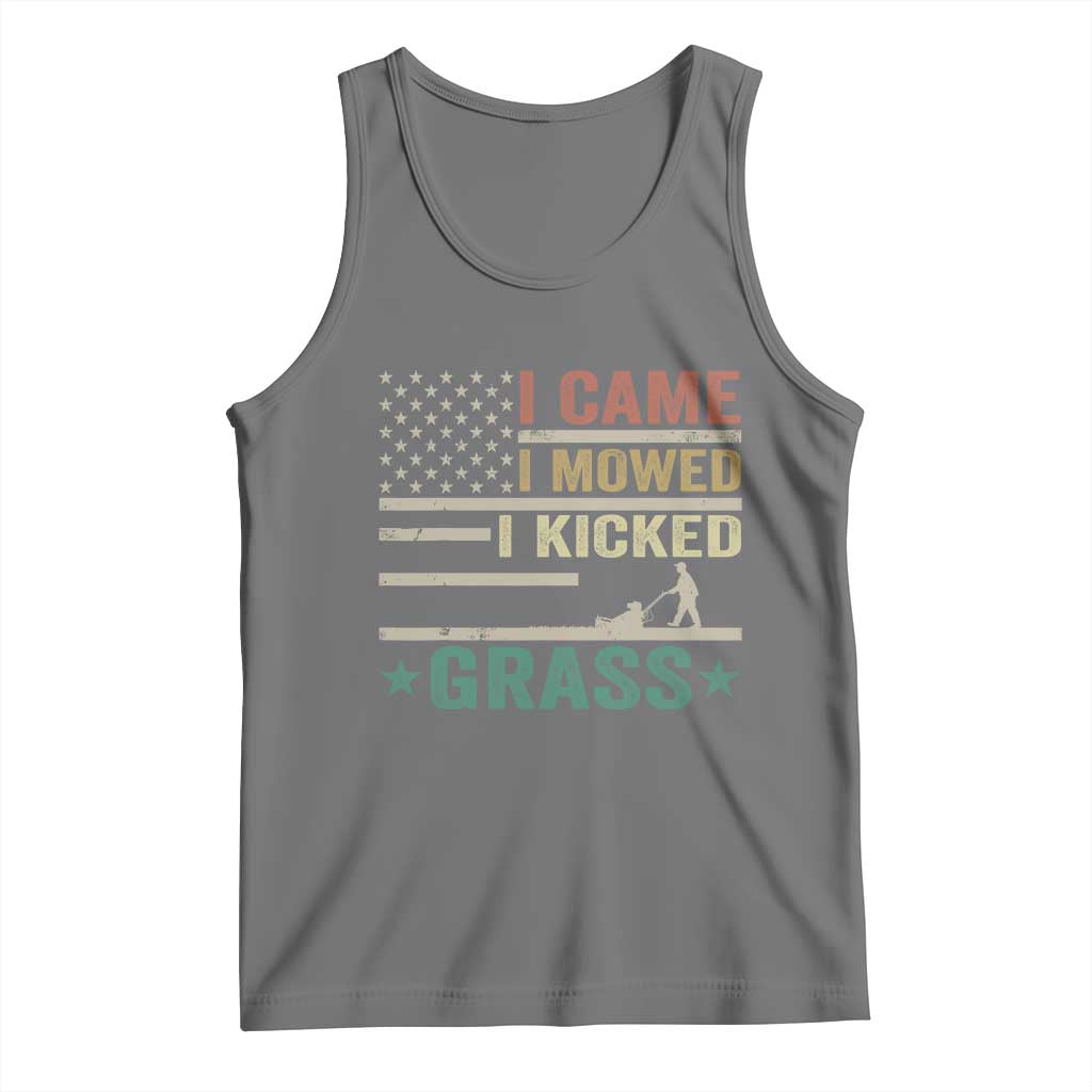 Funny I Came I Mowed I Kicked Grass Tank Top Lawn Mowing Gardener TS11 Black Heather Print Your Wear
