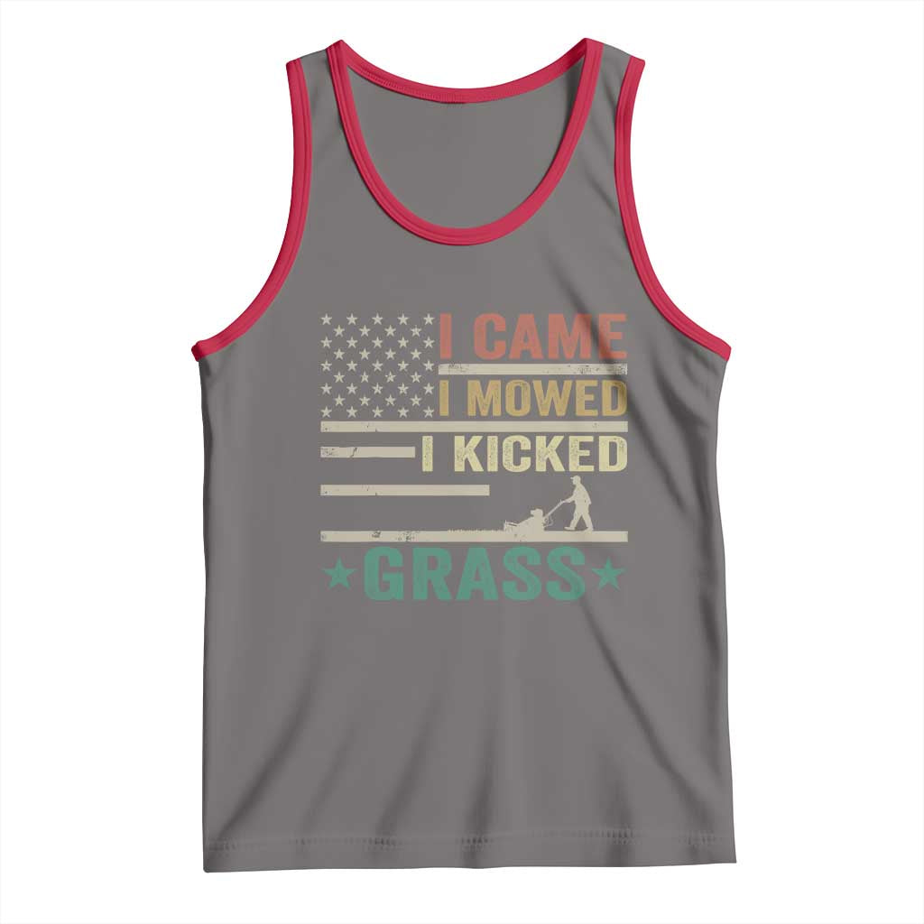 Funny I Came I Mowed I Kicked Grass Tank Top Lawn Mowing Gardener TS11 Deep Heather Red Print Your Wear