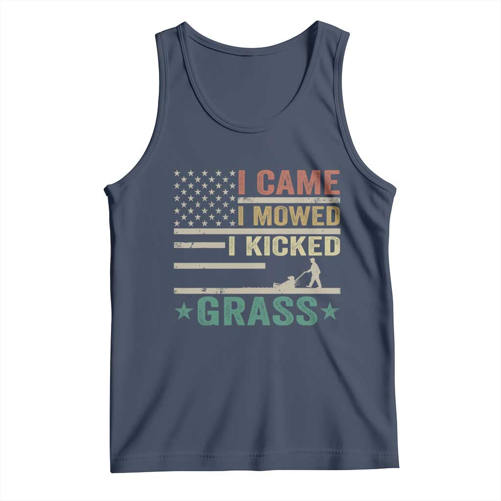 Funny I Came I Mowed I Kicked Grass Tank Top Lawn Mowing Gardener TS11 Navy Print Your Wear