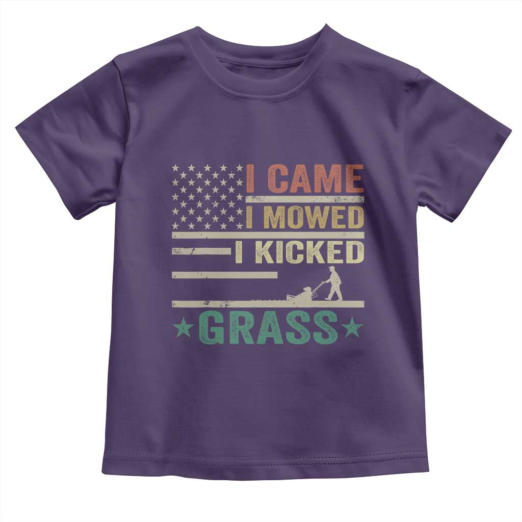 Funny I Came I Mowed I Kicked Grass Toddler T Shirt Lawn Mowing Gardener TS11 Purple Print Your Wear