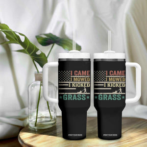 Funny I Came I Mowed I Kicked Grass Tumbler With Handle Lawn Mowing Gardener TS11 Print Your Wear
