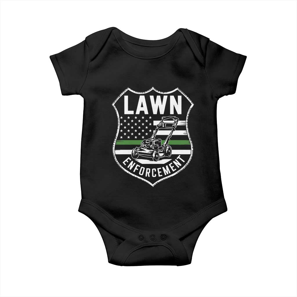 Funny Lawn Enforcement Baby Onesie Gardening Lawn Mower American Flag TS11 Black Print Your Wear
