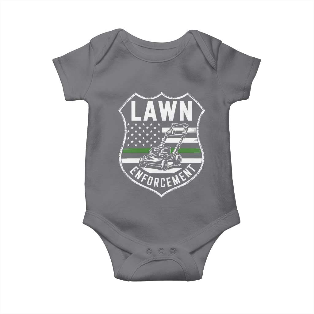 Funny Lawn Enforcement Baby Onesie Gardening Lawn Mower American Flag TS11 Charcoal Print Your Wear