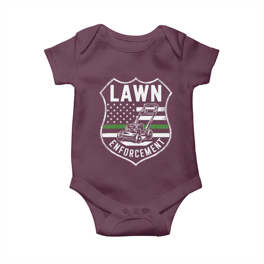 Funny Lawn Enforcement Baby Onesie Gardening Lawn Mower American Flag TS11 Maroon Print Your Wear