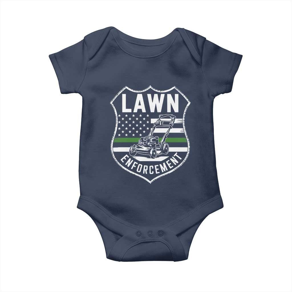 Funny Lawn Enforcement Baby Onesie Gardening Lawn Mower American Flag TS11 Navy Print Your Wear