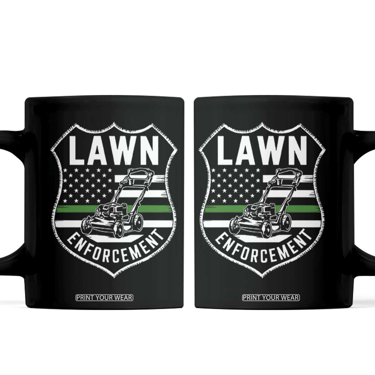 Funny Lawn Enforcement Coffee Mug Gardening Lawn Mower American Flag TS11 Black Print Your Wear