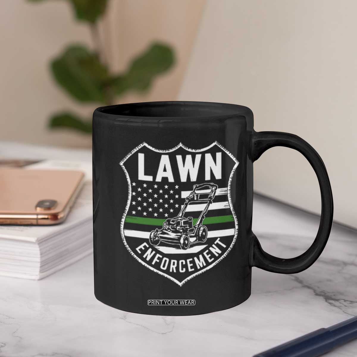 Funny Lawn Enforcement Coffee Mug Gardening Lawn Mower American Flag TS11 Print Your Wear