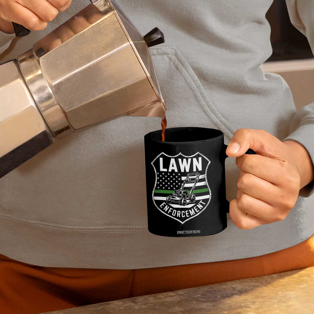 Funny Lawn Enforcement Coffee Mug Gardening Lawn Mower American Flag TS11 Print Your Wear