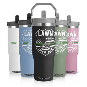 Funny Lawn Enforcement Flip Straw Tumbler Gardening Lawn Mower American Flag TS11 Print Your Wear