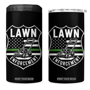 Funny Lawn Enforcement 4 in 1 Can Cooler Tumbler Gardening Lawn Mower American Flag TS11 One Size: 16 oz Black Print Your Wear
