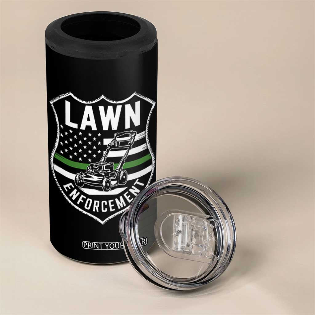 Funny Lawn Enforcement 4 in 1 Can Cooler Tumbler Gardening Lawn Mower American Flag TS11 Print Your Wear