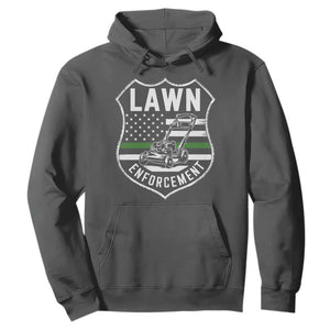 Funny Lawn Enforcement Hoodie Gardening Lawn Mower American Flag TS11 Dark Heather Print Your Wear