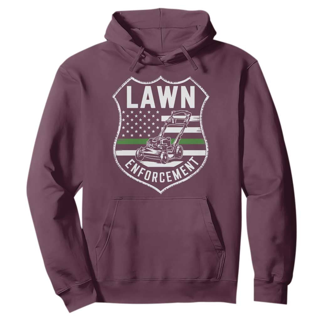 Funny Lawn Enforcement Hoodie Gardening Lawn Mower American Flag TS11 Maroon Print Your Wear