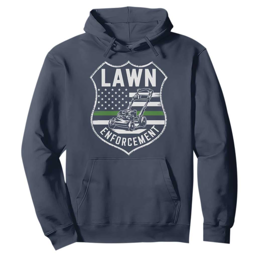 Funny Lawn Enforcement Hoodie Gardening Lawn Mower American Flag TS11 Navy Print Your Wear