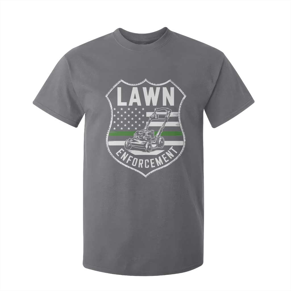 Funny Lawn Enforcement T Shirt For Kid Gardening Lawn Mower American Flag TS11 Charcoal Print Your Wear