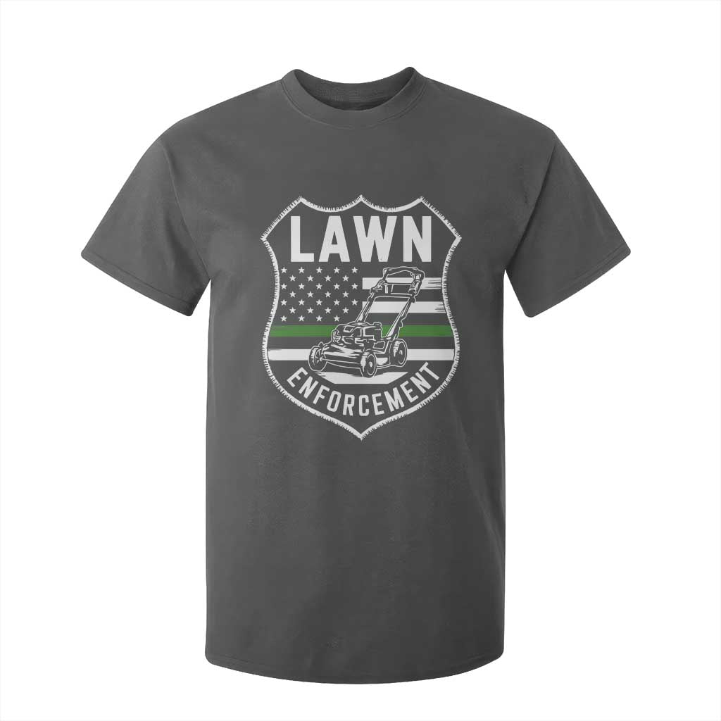 Funny Lawn Enforcement T Shirt For Kid Gardening Lawn Mower American Flag TS11 Dark Heather Print Your Wear