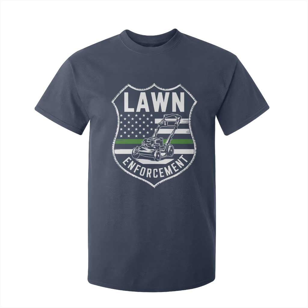 Funny Lawn Enforcement T Shirt For Kid Gardening Lawn Mower American Flag TS11 Navy Print Your Wear