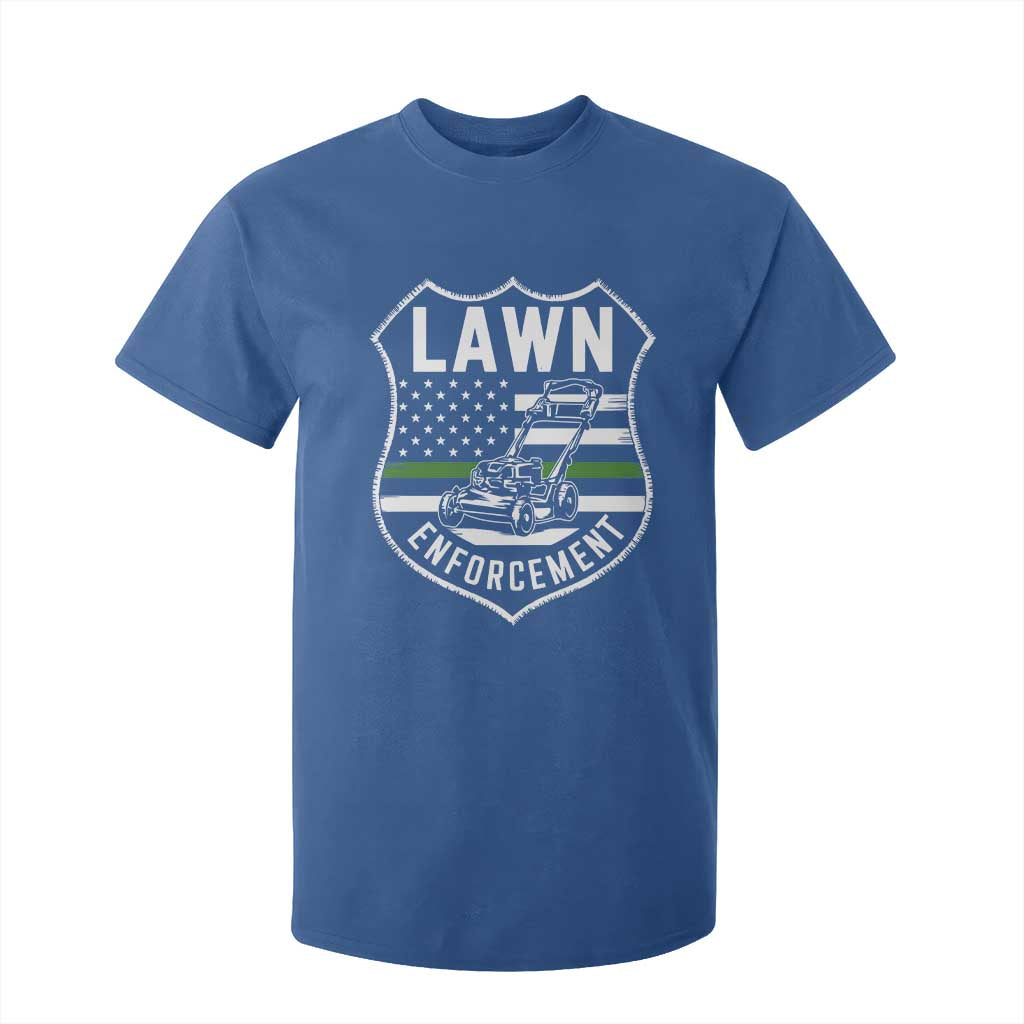 Funny Lawn Enforcement T Shirt For Kid Gardening Lawn Mower American Flag TS11 Royal Blue Print Your Wear